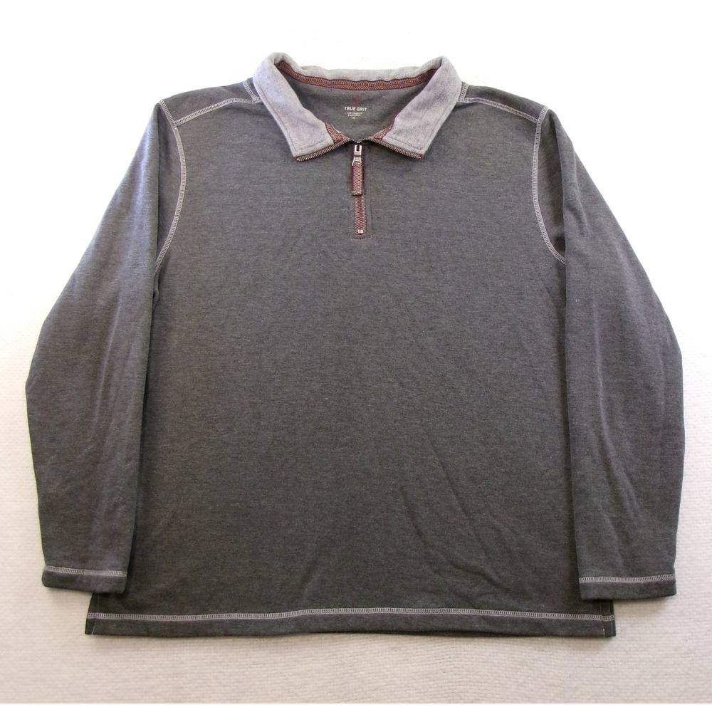 True Grit Quarter Zip Pullover Mens XL Gray Fleece‎ Lined C1M26SMF